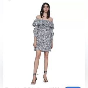 Zara dress black and white puffy off the shoulder size xs